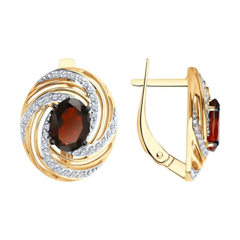 Серьги с английским замком из красного золота