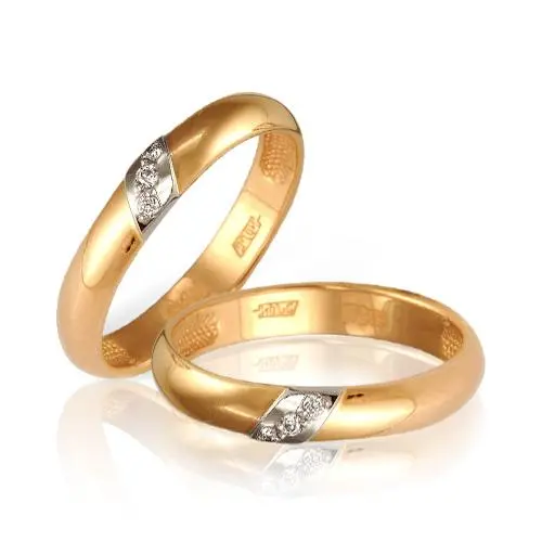 Кольцо обручальное из комбинированного золота вид 1