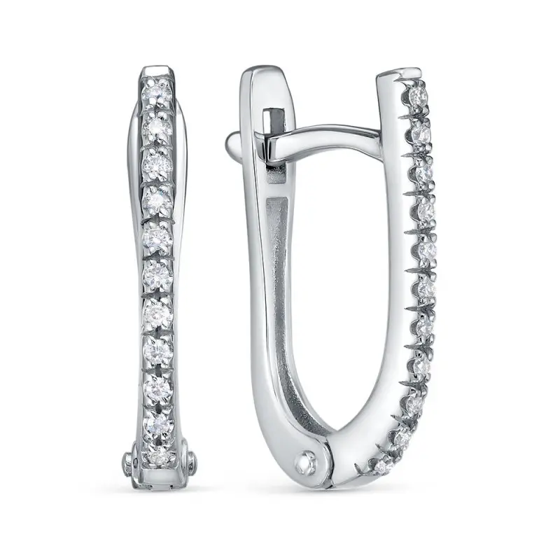 Серьги с английским замком из белого золота