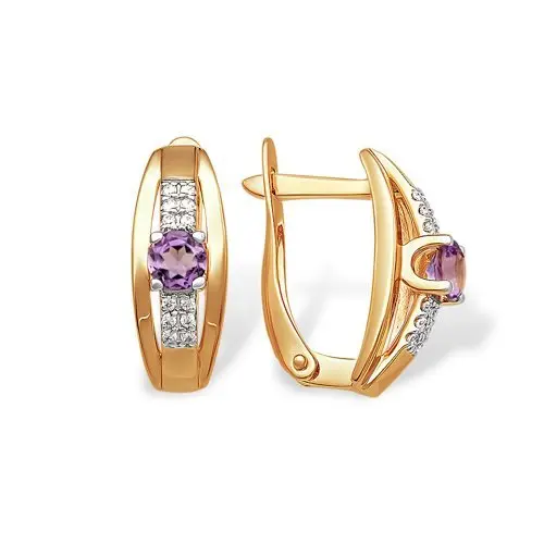 Серьги с английским замком из красного золота