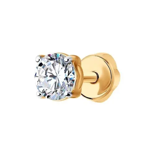 Серьги одиночные из красного золота