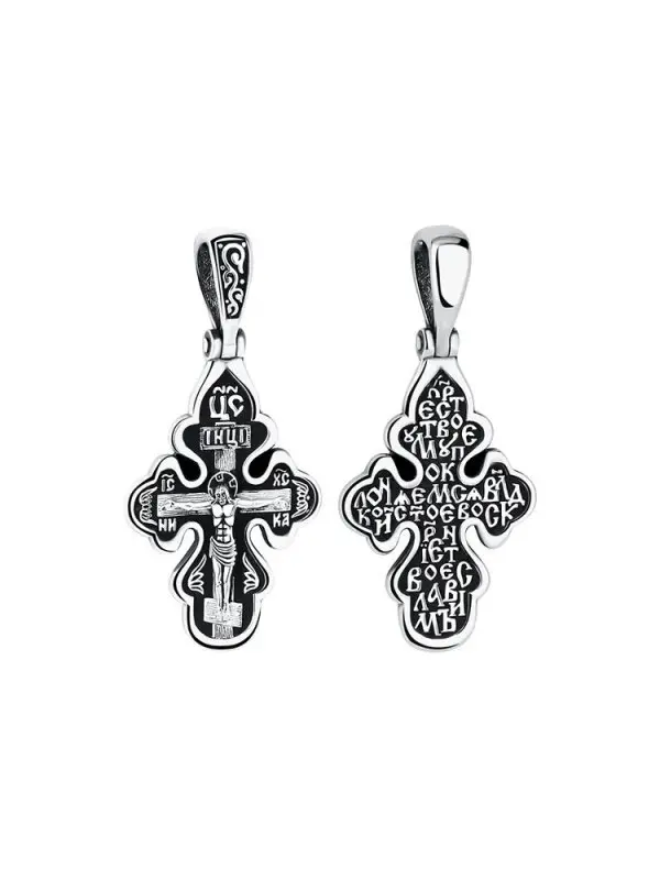 Подвеска крест из черного серебра