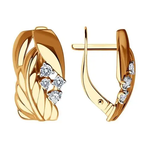 Серьги с английским замком из красного золота