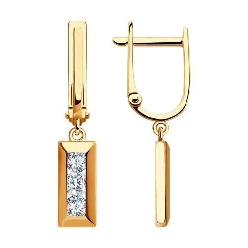 Серьги подвесные из красного золота