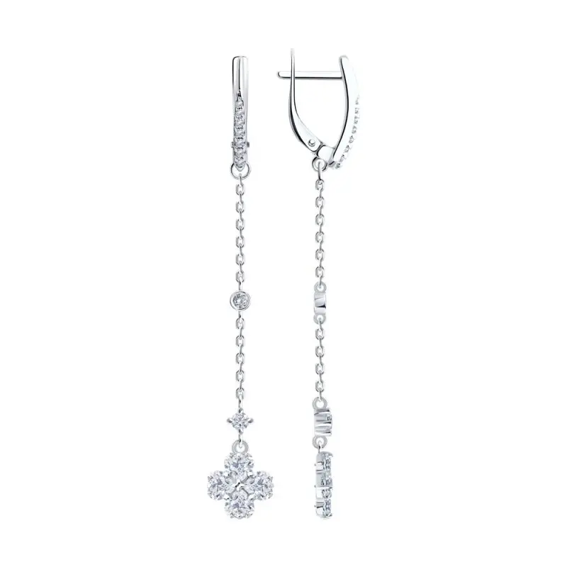 Серьги подвесные из серебра
