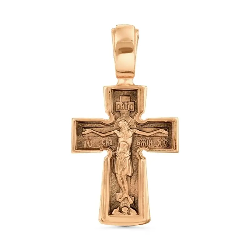 Подвеска крест из красного золота