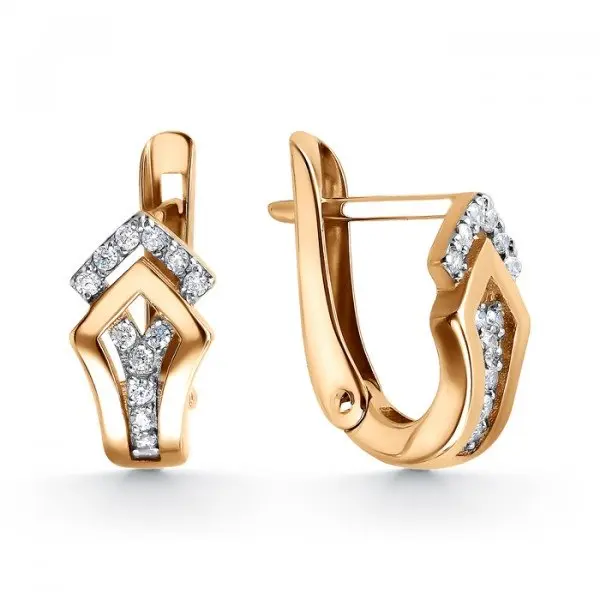 Серьги с английским замком из красного золота