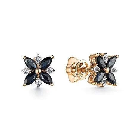 Серьги пуссеты из красного золота