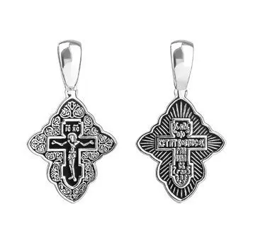 Подвеска крест из черного серебра