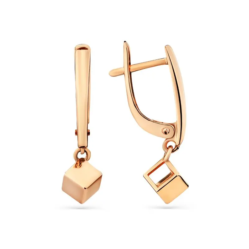 Серьги с английским замком из красного золота