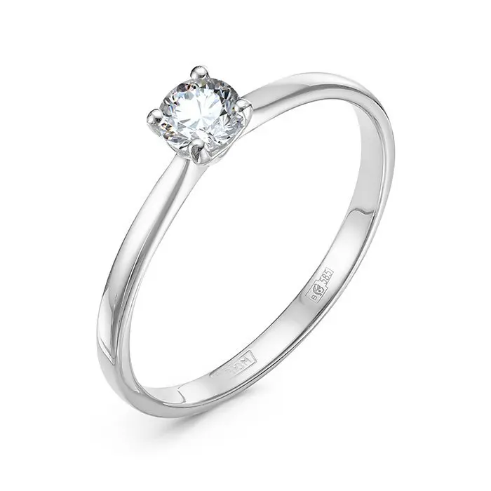 Кольцо помолвочное из белого золота