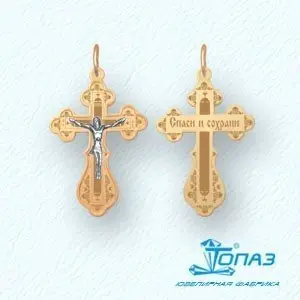 Подвеска крест из комбинированного золота
