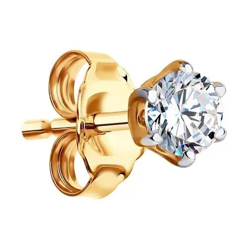 Серьги одиночные из красного золота