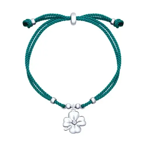 Браслет шнурок из серебра