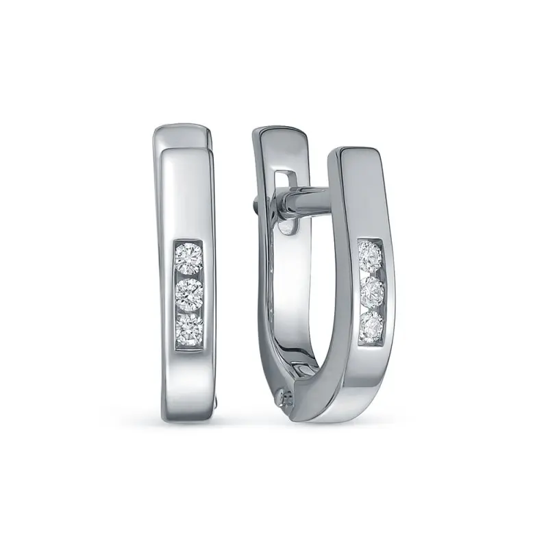 Серьги с английским замком из белого золота