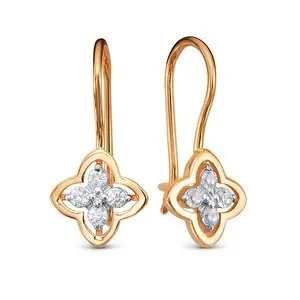 Серьги с английским замком из красного золота