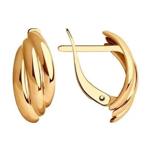 Серьги с английским замком из красного золота