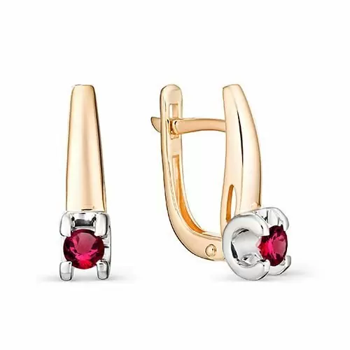 Серьги с английским замком из комбинированного золота
