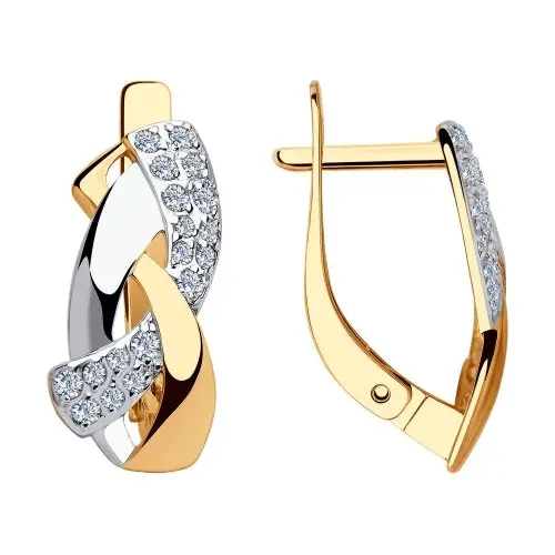 Серьги с английским замком из комбинированного золота