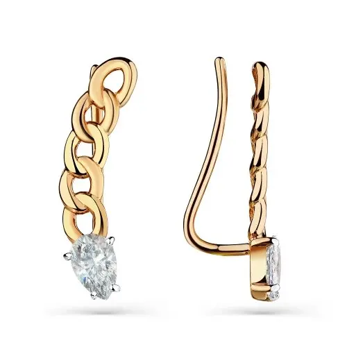 Серьги зажимы из красного золота