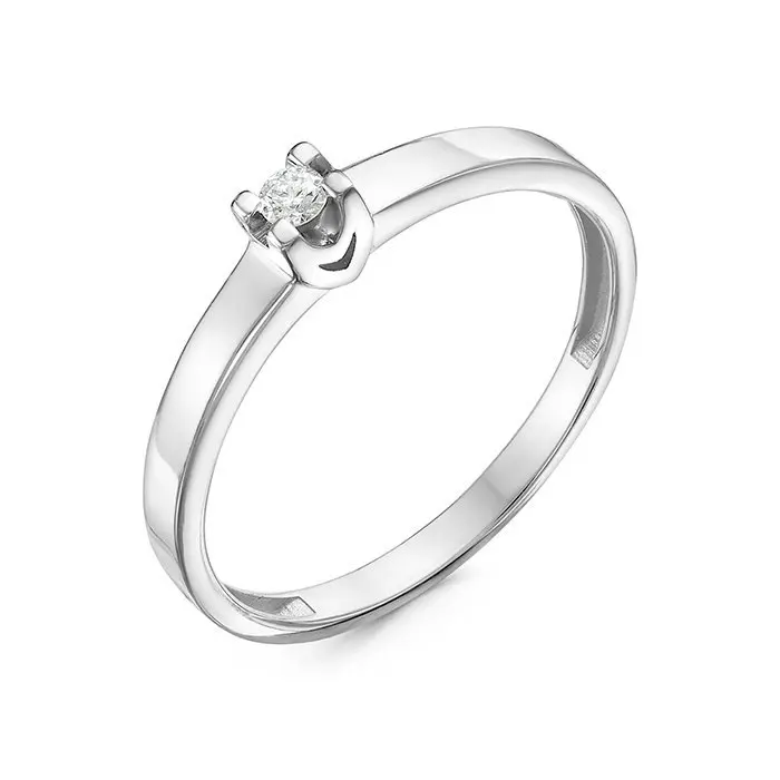 Кольцо помолвочное из белого золота