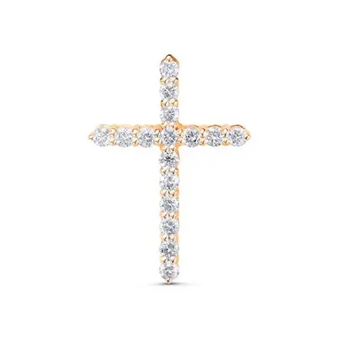 Подвеска декоративный крест из красного золота с бриллиантами