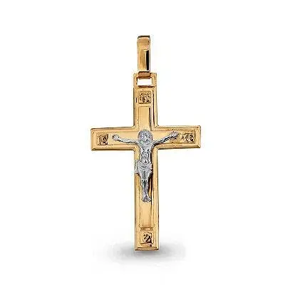 Подвеска крест из комбинированного золота