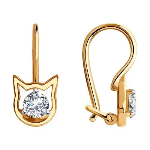 Серьги детские из красного золота