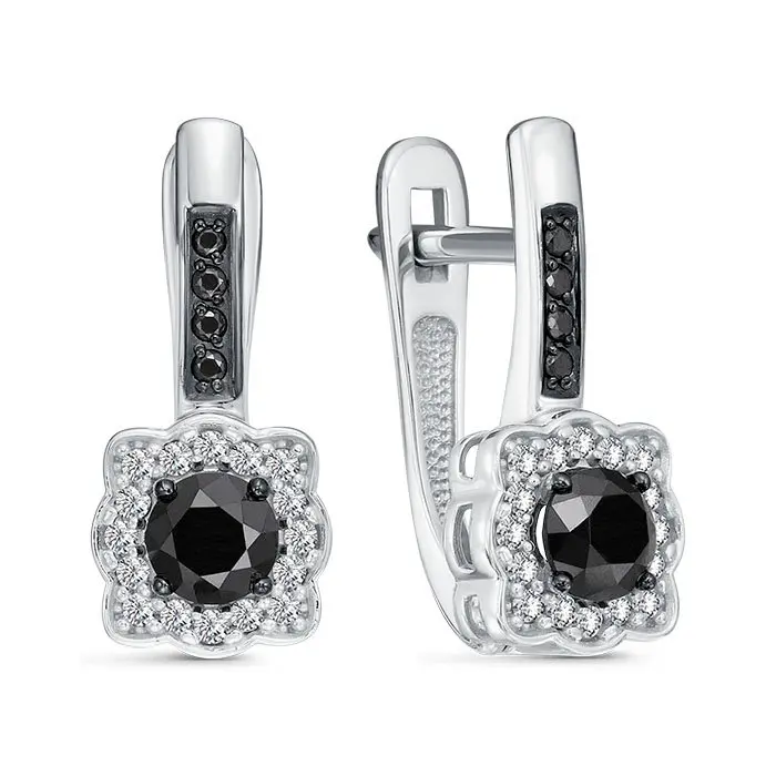 Серьги с английским замком из белого золота