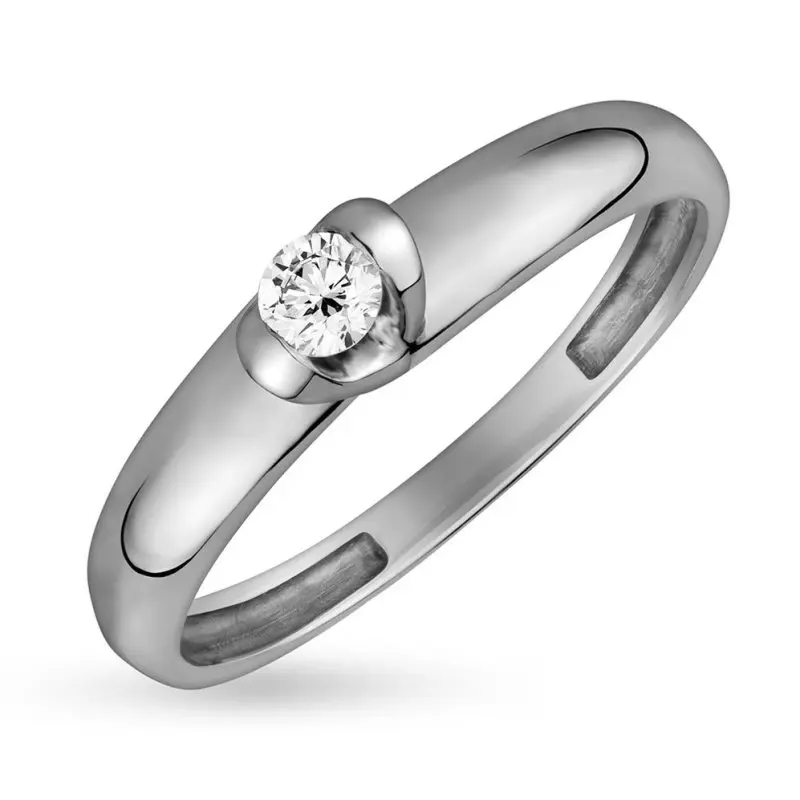 Кольцо помолвочное из белого золота