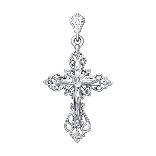 Подвеска крест из белого золота