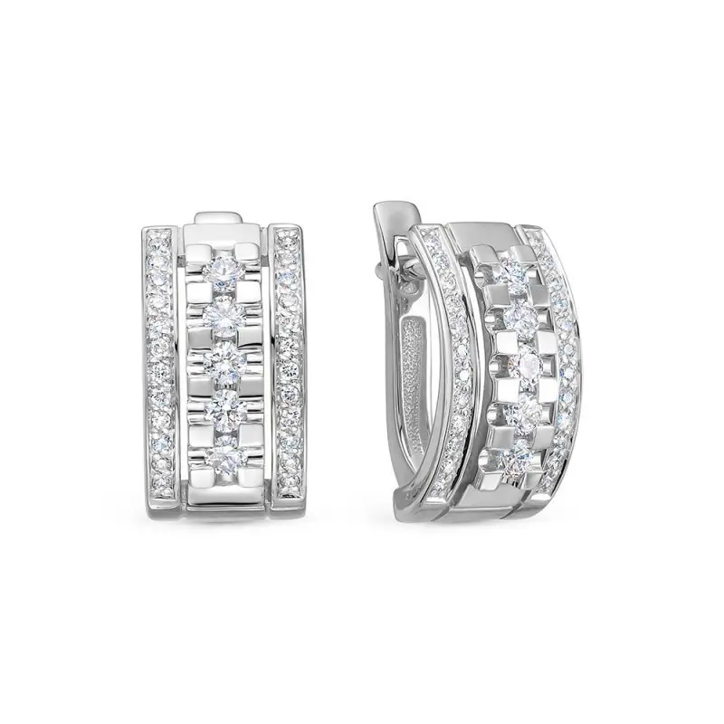 Серьги с английским замком из белого золота