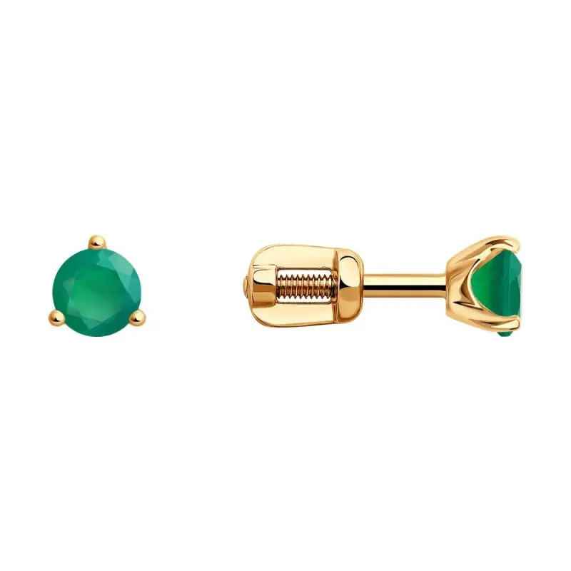 Серьги пуссеты из красного золота