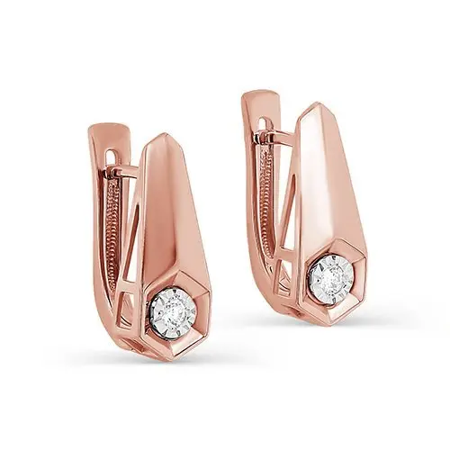 Серьги с английским замком из комбинированного золота