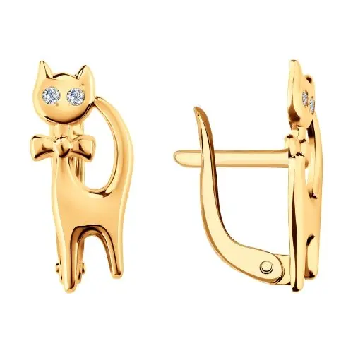 Серьги детские из красного золота