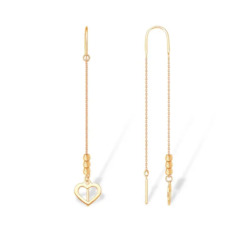 Серьги цепочки из красного золота