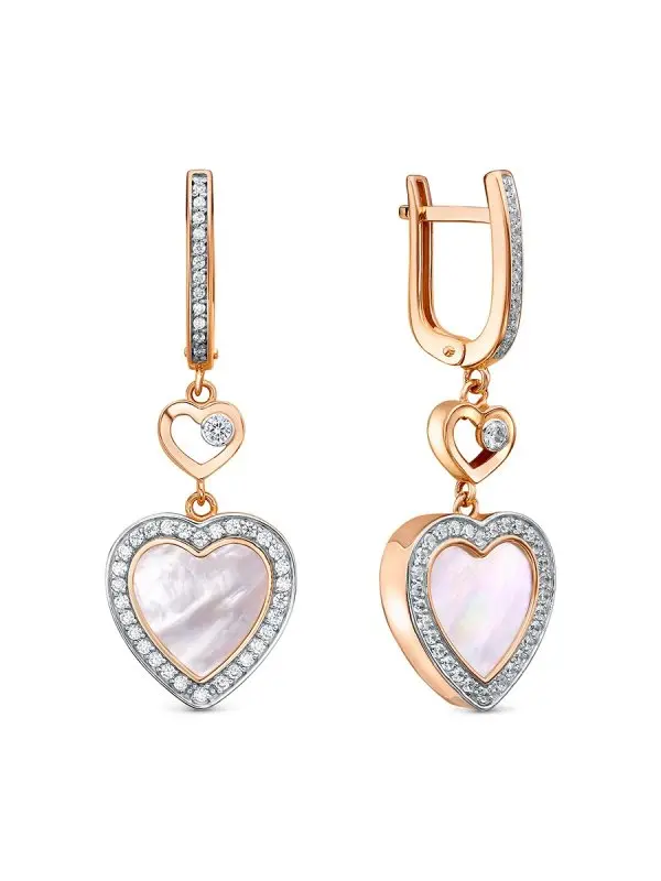 Серьги подвесные из красного золота