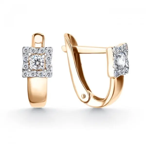 Серьги с английским замком из красного золота