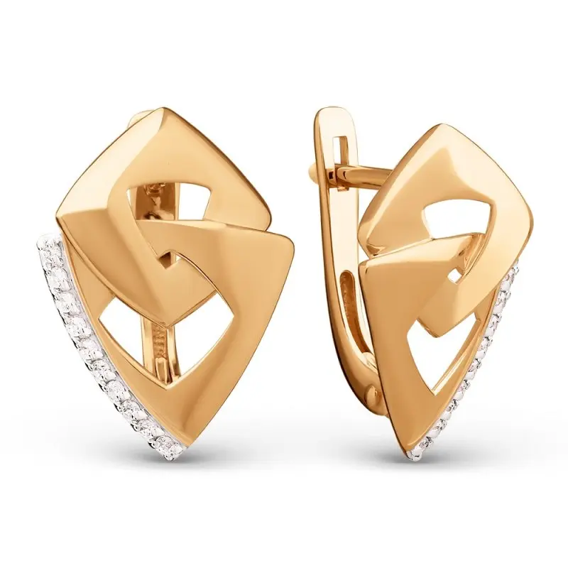 Серьги с английским замком из красного золота