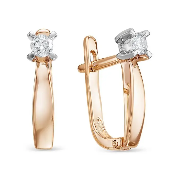 Серьги с английским замком из комбинированного золота