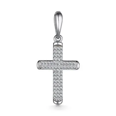 Подвеска декоративный крест из белого золота