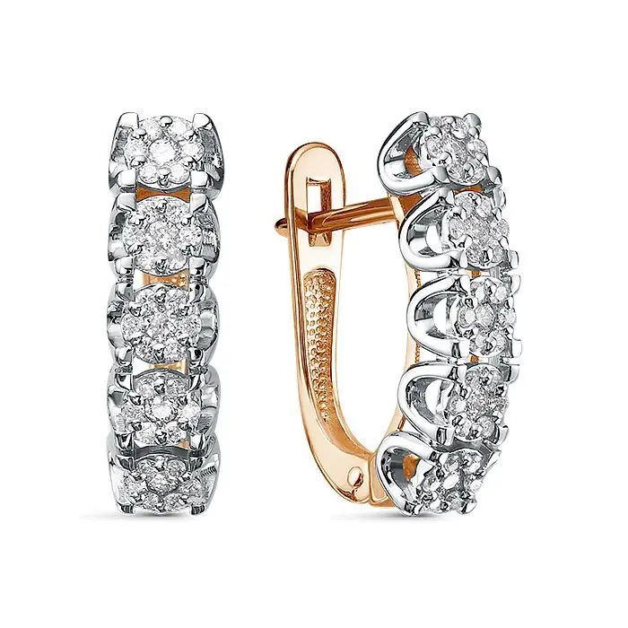 Серьги с английским замком из комбинированного золота