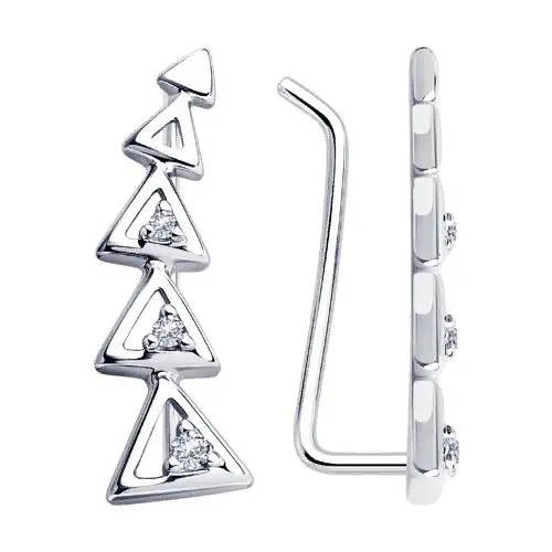 Серьги зажимы из серебра вид 1