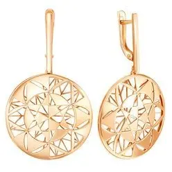 Серьги подвесные из красного золота