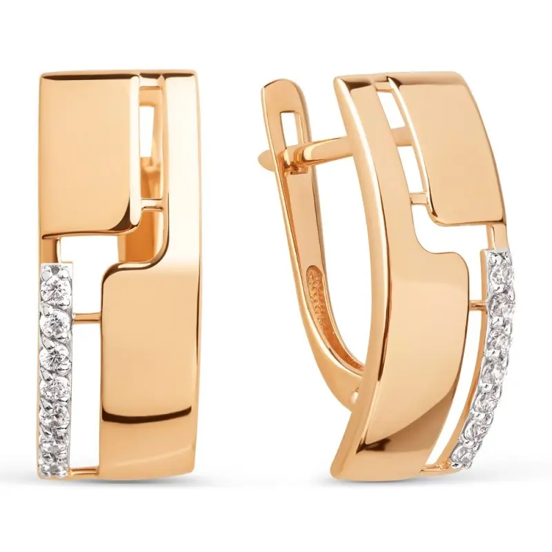 Серьги с английским замком из красного золота