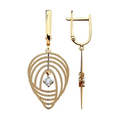 Серьги подвесные из красного золота