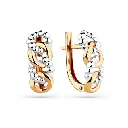Серьги с английским замком из комбинированного золота