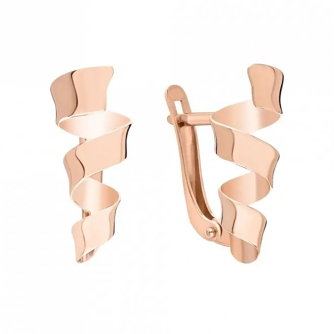 Серьги с английским замком из красного золота