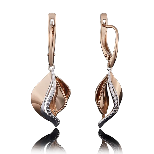 Серьги подвесные из красного золота вид 1