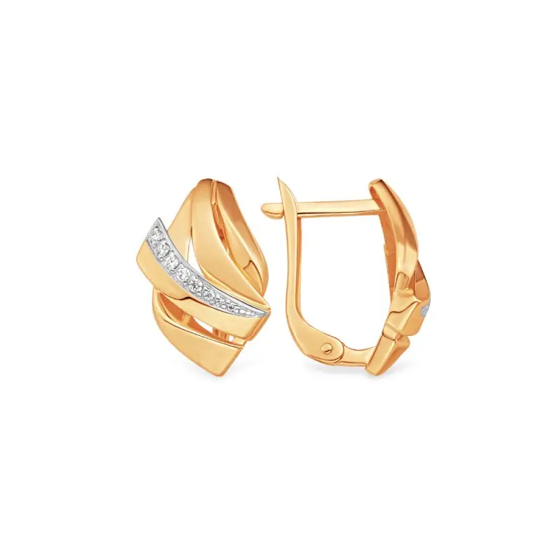 Серьги с английским замком из красного золота